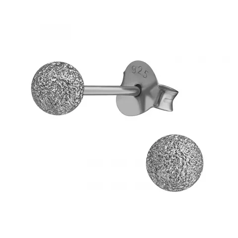 4 mm kugle ørestikker i sort rhodineret sølv