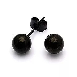 6 mm kugle øreringe i sort stål