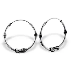 18 mm Bali creoler i oxideret sterlingsølv