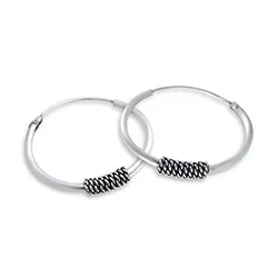 20 mm Bali creoler i oxideret sterlingsølv