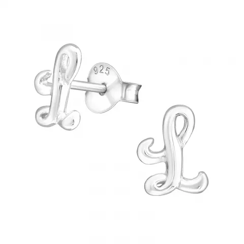 bogstav L øreringe i sølv