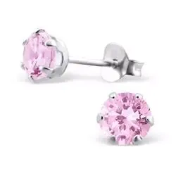 5 mm pink zirkon øreringe i sølv