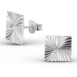 firkantet øreringe i sølv