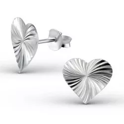 Blanke hjerte øreringe i sølv
