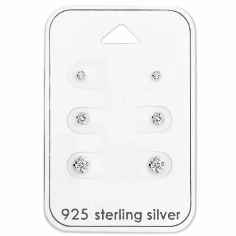 2 x 3 x 4 mm øreringe i sølv