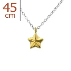 Stjerne halskæde i sølv med stjerne i forgyldt sølv