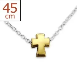 Kors halskæde i sølv med vedhæng i forgyldt sølv