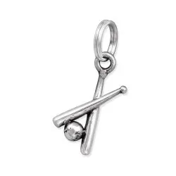 Baseball bat charm i oxideret sterlingsølv