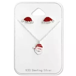 Jule sæt med øreringe og halskæde i sølv
