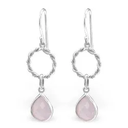 Lyserøde øreringe i sølv