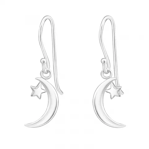 Måne og stjerne øreringe i sølv