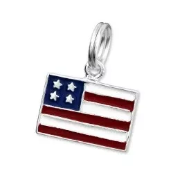 Amerikansk flag charms til armbånd i sølv 