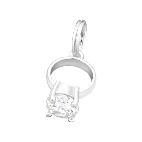Diamantring charms vedhæng i sølv