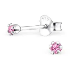 Små pink ørestikker i sølv
