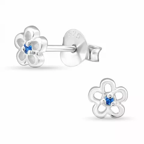Blå blomster øreringe i sølv