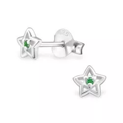 Stjerne grønne øreringe i sølv