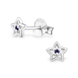 Stjerne lilla øreringe i sølv
