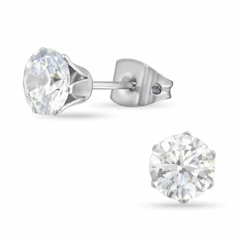 6 mm hvid zirkon ørestikker i titanium