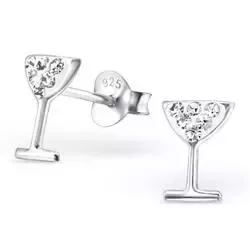 Martini glas øreringe i sølv