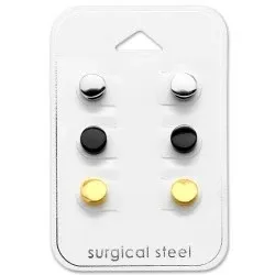 runde ørestikker i Rustfrit stål med forgyldt stål med sort stål