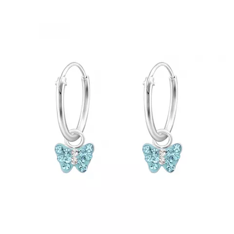 Små sommerfugle lyseblå creoler i sølv