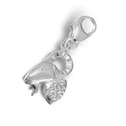 stenbukken charm i sølv