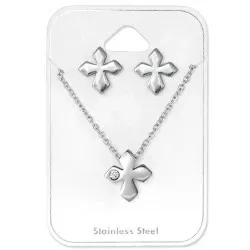kors sæt med øreringe og halskæde i Rustfrit stål