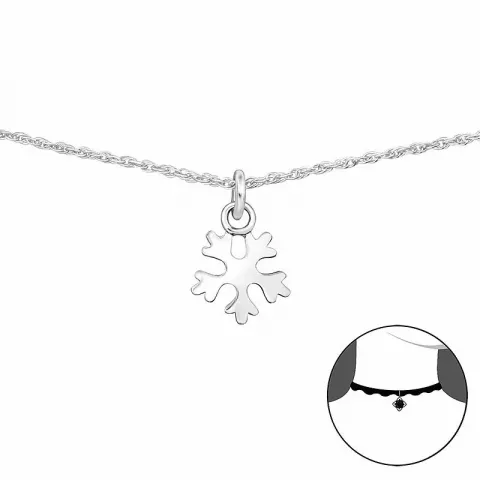 Lille snefnug halskæde i sølv med vedhæng i sølv