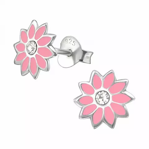 blomster lyserøde øreringe i sølv
