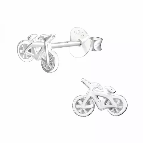 Små cykel øreringe i sølv