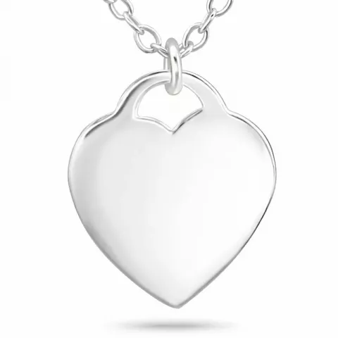 Hjerte halskæde i sølv med hjertevedhæng i sølv