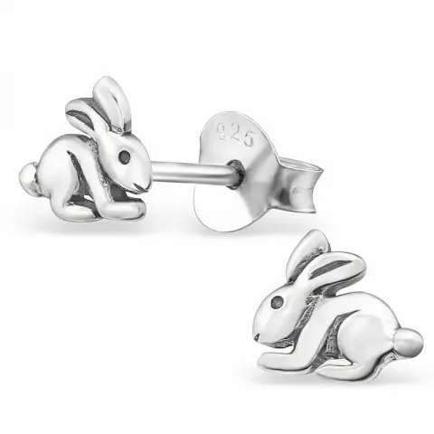 Små kanin øreringe i sølv