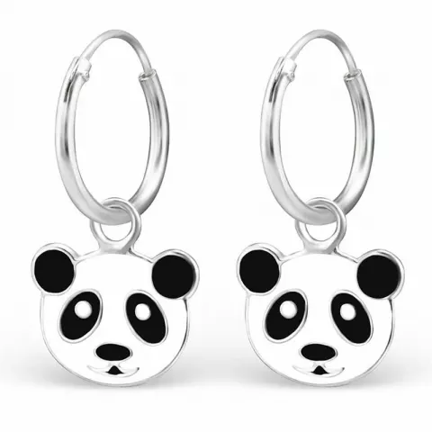 12 mm panda Creoler øreringe i sølv