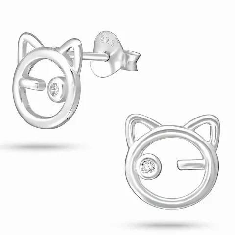 Katte ørestikker i sølv