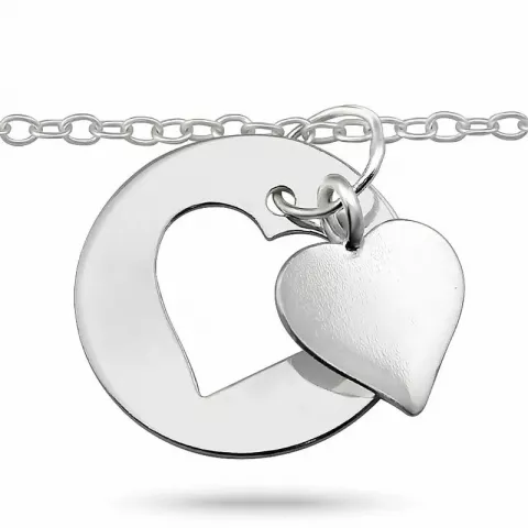 Elegant hjerte ankelkæde i sølv med hjertevedhæng i sølv
