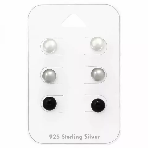 6 mm multifarvede perle ørestikker i sølv