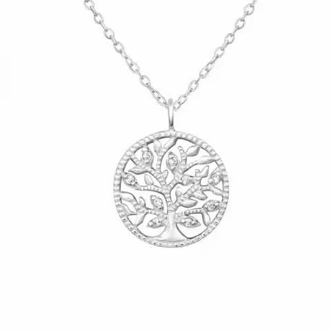 13 mm livets træ zirkon halskæde med vedhæng i sølv