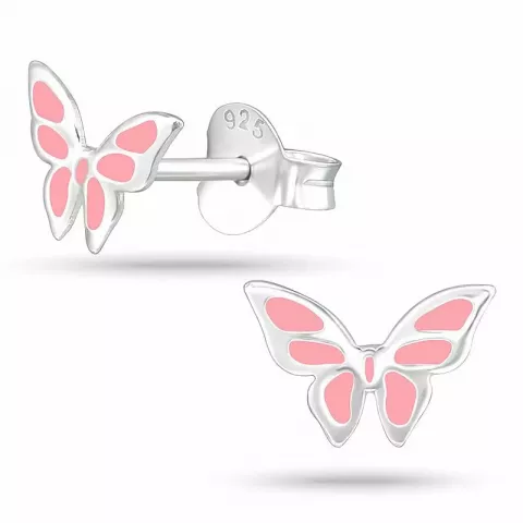 butterfly pink ørestikker i sølv