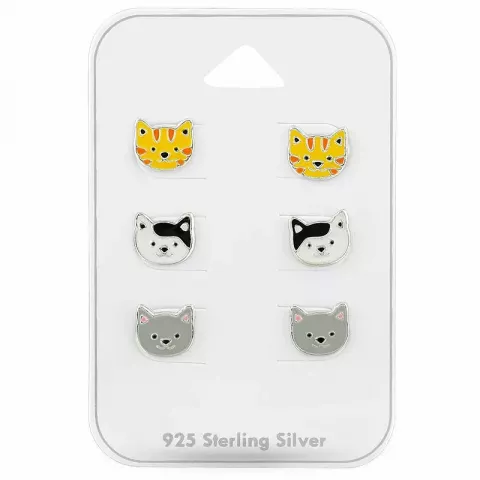 katte øreringe til børn i sølv