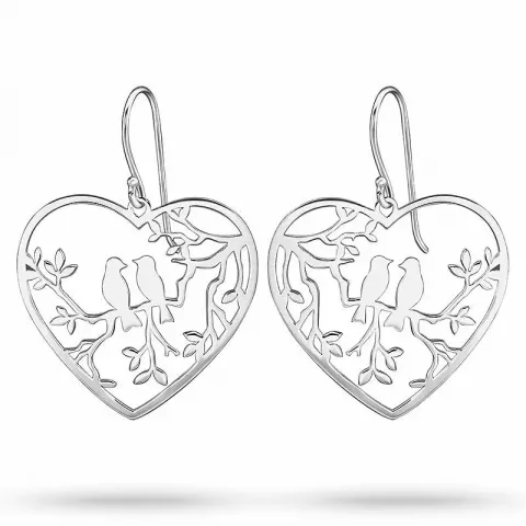 Lange hjerte øreringe i sølv