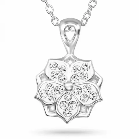 blomster krystal halskæde i sølv med vedhæng i sølv
