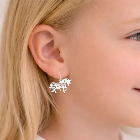 enhjørning øreringe i sølv - Little Ones