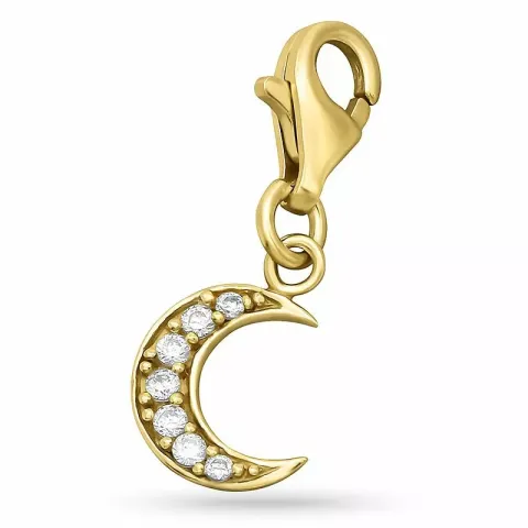 Måne zirkon charms i forgyldt sølv
