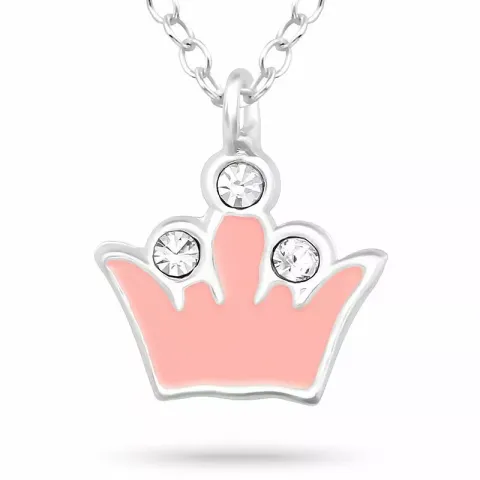 Krone halskæde i sølv med vedhæng i sølv