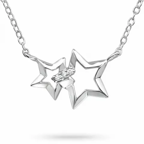 Stjerne zirkon halskæde i sølv med vedhæng i sølv