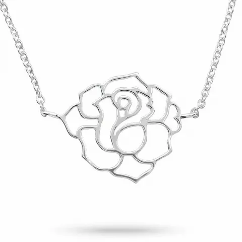 Rose halskæde i sølv med vedhæng i sølv