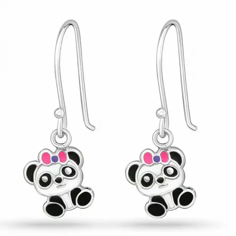 Lange panda øreringe til børn i sølv