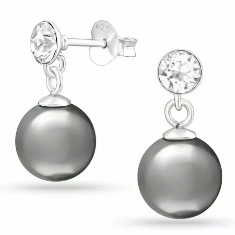 Lange perle øreringe i sølv