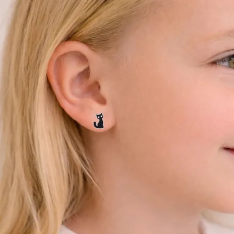 katte krystal øreringe i sølv - Little Ones