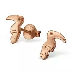 Pelikan øreringe i rosabelagt sølv